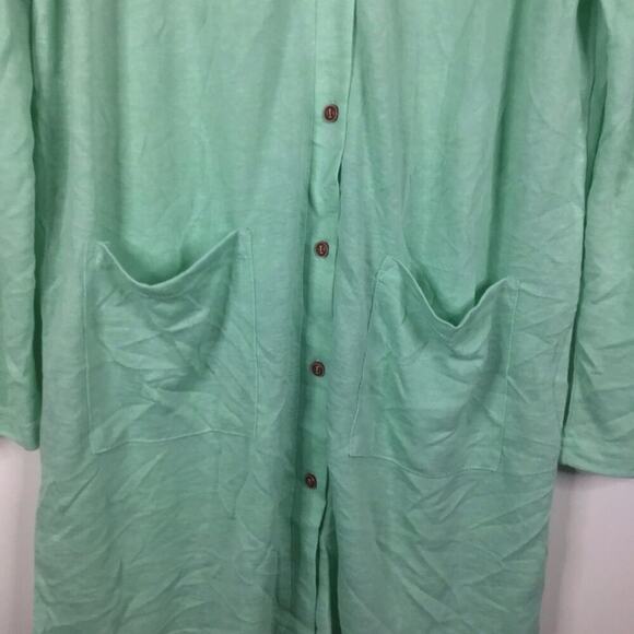 Merokeety Long Green Teal Button Cardigan Sweater Minimalistic Cottagecore Large - Picture 2 of 14